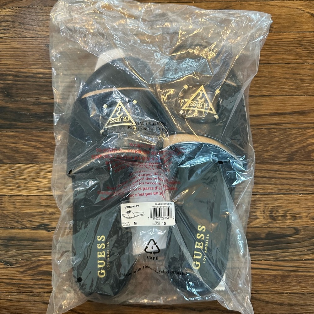 Guess Black Magnify Slide Sandals